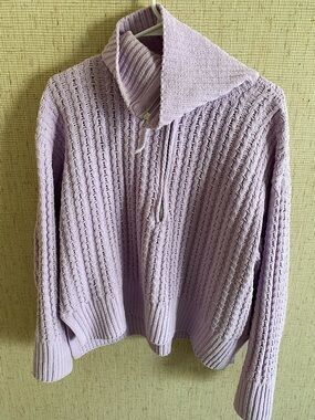 Pink Republic Lavender Knit Half-Zip Turtleneck Sweater